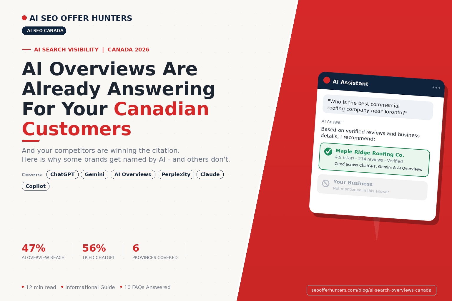 Canadian business owner checking AI search visibility on ChatGPT and Google AI Overviews